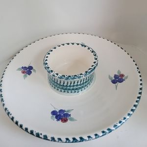 COLUMBIA Falls Maine Pottery blueberry chip & dip server